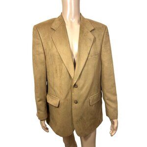 Jeffrey Banks Men’s Blazer Brown 42 R Vintage Polyester Suede Feel Sport Jacket